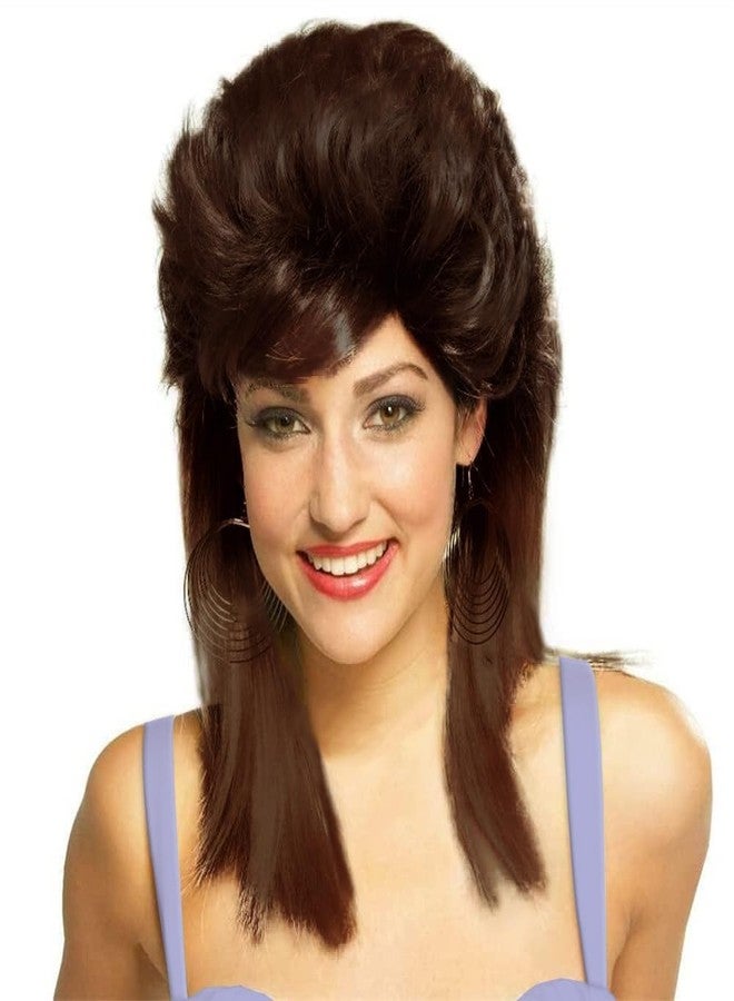 تسيسيس شعر مستعار بني طويل من تسيس للنساء، مستوحى من تسريحات شعر الروك في السبعينيات والثمانينيات، شعر مستعار كثيف ومتدرج بطول الكتف، مناسب للتنكر والاستخدام اليومي (بني) - Image 1